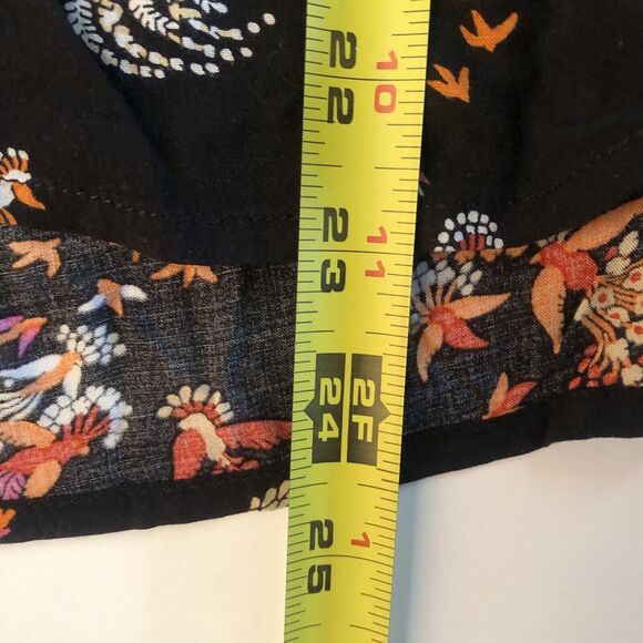 Anthropologie 28 of 52 Conversations Black Button-Up Birds Orange Pink Size 4 - Picture 7 of 10